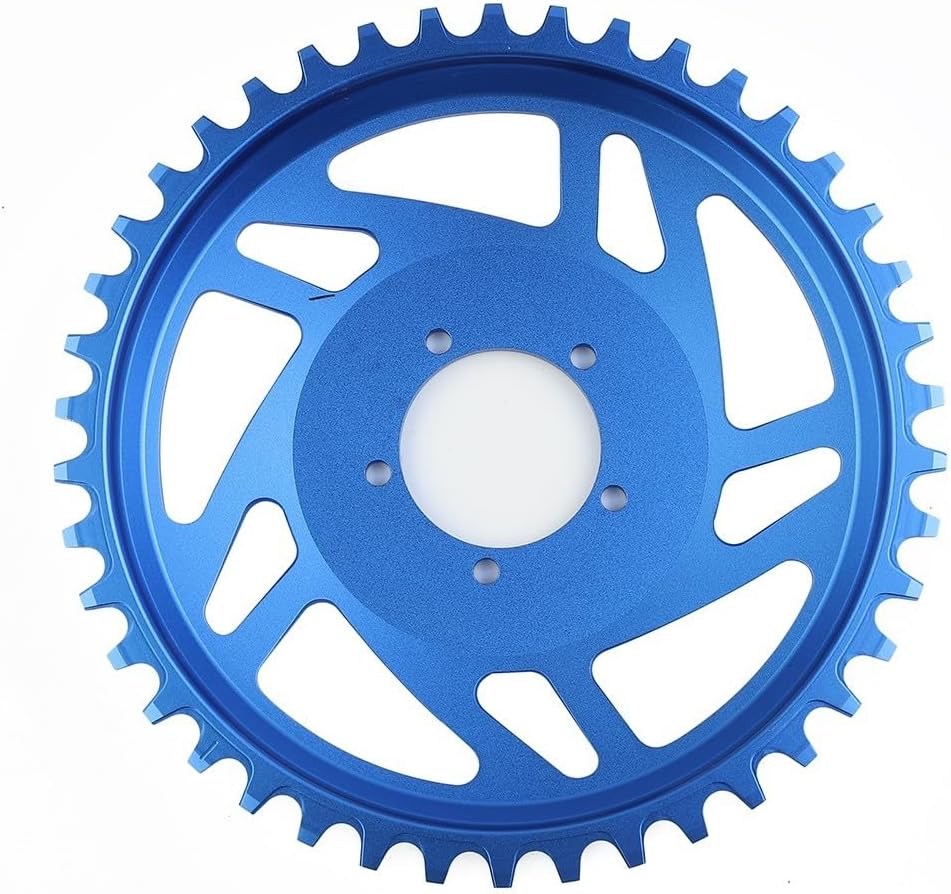 Electric Bike 42T Chainring Offset Correction Made of Aluminum Alloy, Compatible for Bafang BBS-HD Mi-d Drive Systems, Improves Chain Line for Enhanced Performance, Blue or Red(Blue)