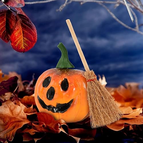 Miniatura 5 de Miniescobas de paja artificiales en miniatura, 15 piezas de escobas en miniatura con cuerdas rojas para Navidad, muñeco de nieve, Halloween, paja,