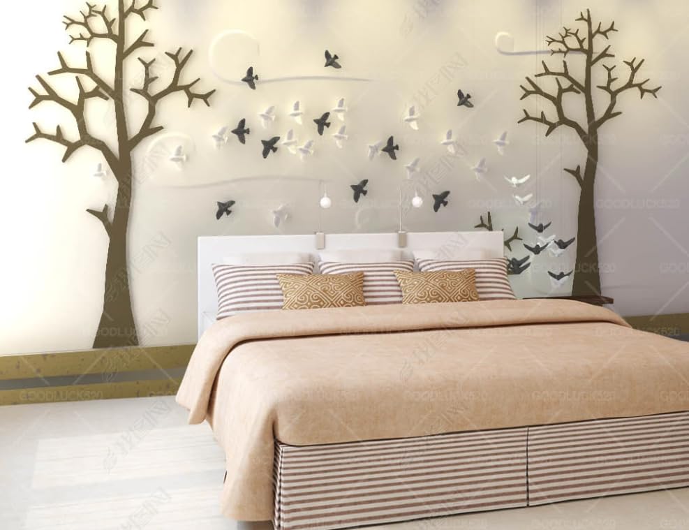 Papier peint intissé arbres oiseaux grand format poster géant mural salon 250x175