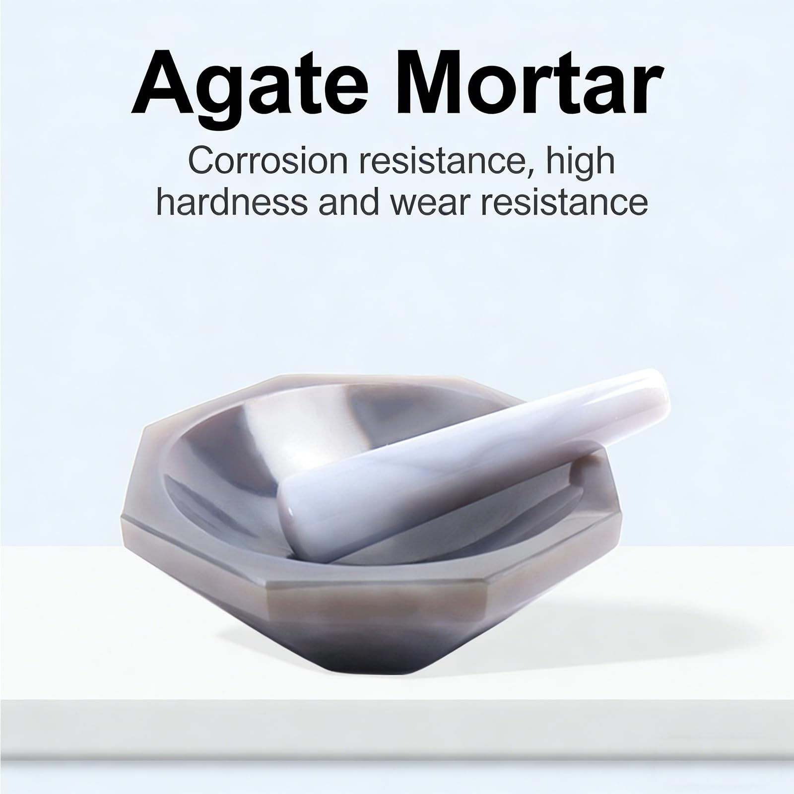 Set De Mortero De Ágata Y Plagas, Molienda De Ágata Natural, Diámetro Interior 90-120mm Opcional, Resistente a La Corrosión Y Al Desgaste, para Molienda De Laboratorio, Nueces