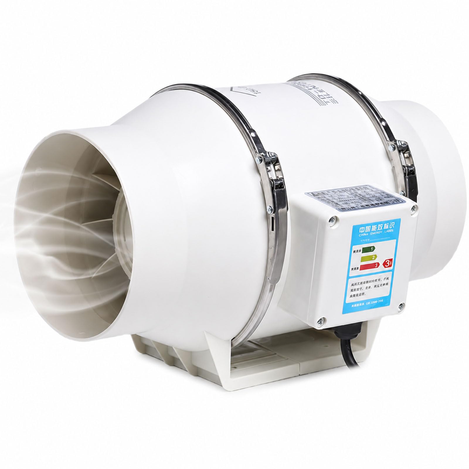 Ventilador De Conducto De 6 Pulgadas, Caudal De Aire 635 M³/h, 70 W 220 V, Ventilador De Flujo Mixto 300 Pa, Carcasa Abs Para Baño, Cocina, Taller Y Almacén