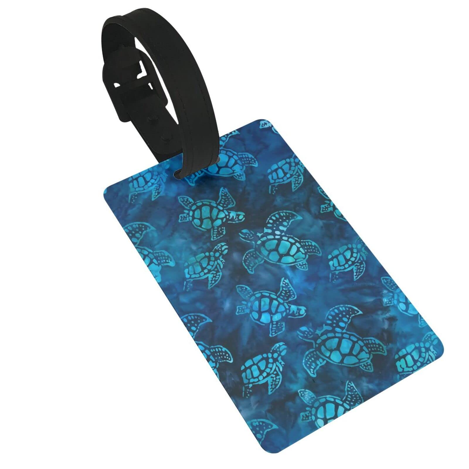 Watercolor Blue Sea Turtle Luggage Tag Travel Suitcase Labels Name ID Tags Business Card Holder Baggage Label for Women Men