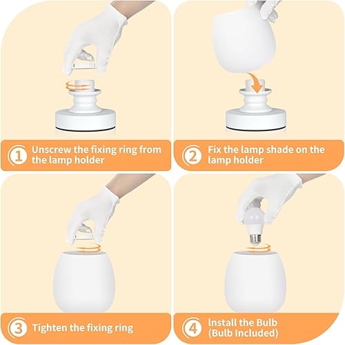 Miniatura 9 de Bedside Lamp, Modern Small Table Lamps for Bedrooms Living Rooms Bookshelf Nightstand, Desk Lamp with Flower White Opal Glass Lamp Shade, Simple