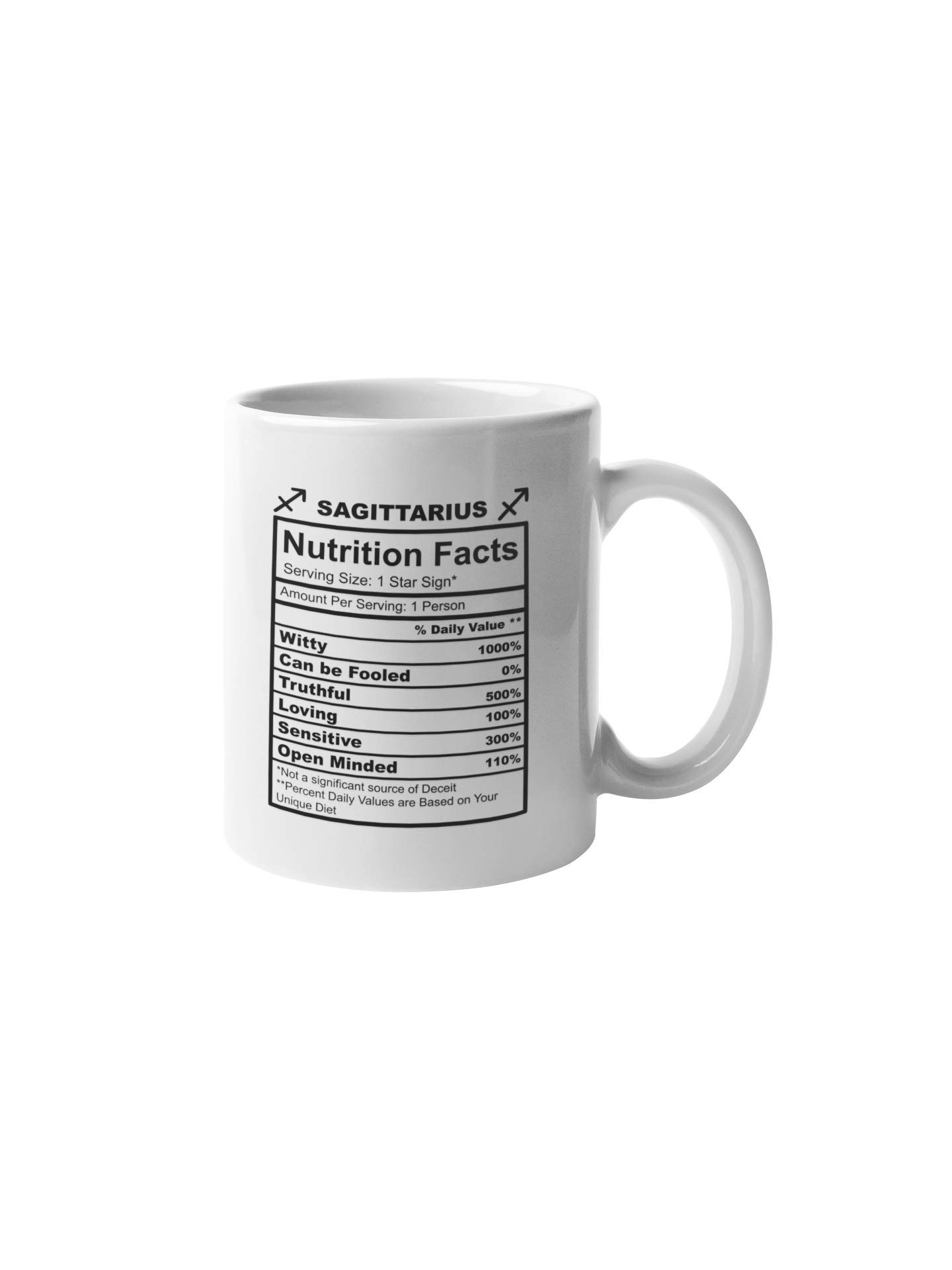 Sagittarius Nutrition Facts Coffee Mug Funny Motivation Inspiration 11-ounce White Ceramic Novelty Cup CMP00140