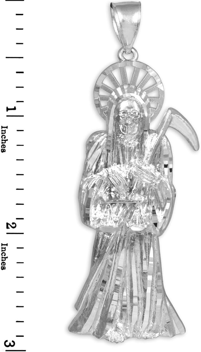 Claddagh Gold 925 Sterling Silver Santa Muerte (Grim Reaper) Pendant - Image 2