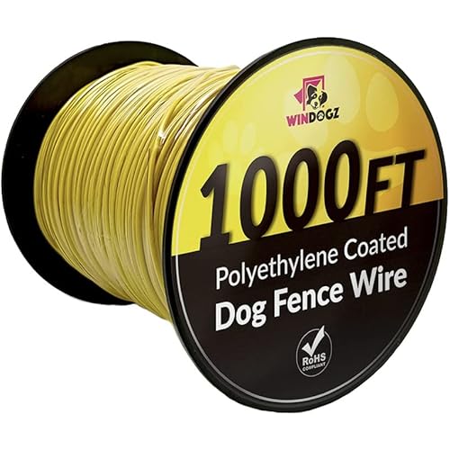 Dog Fence wire for electric Dog fence system, 1000 ft, covers 1 acre area, easy to install, compatible with reputable underground fence brands, durable, 20 gauge wire .025 Polyethylene coated
