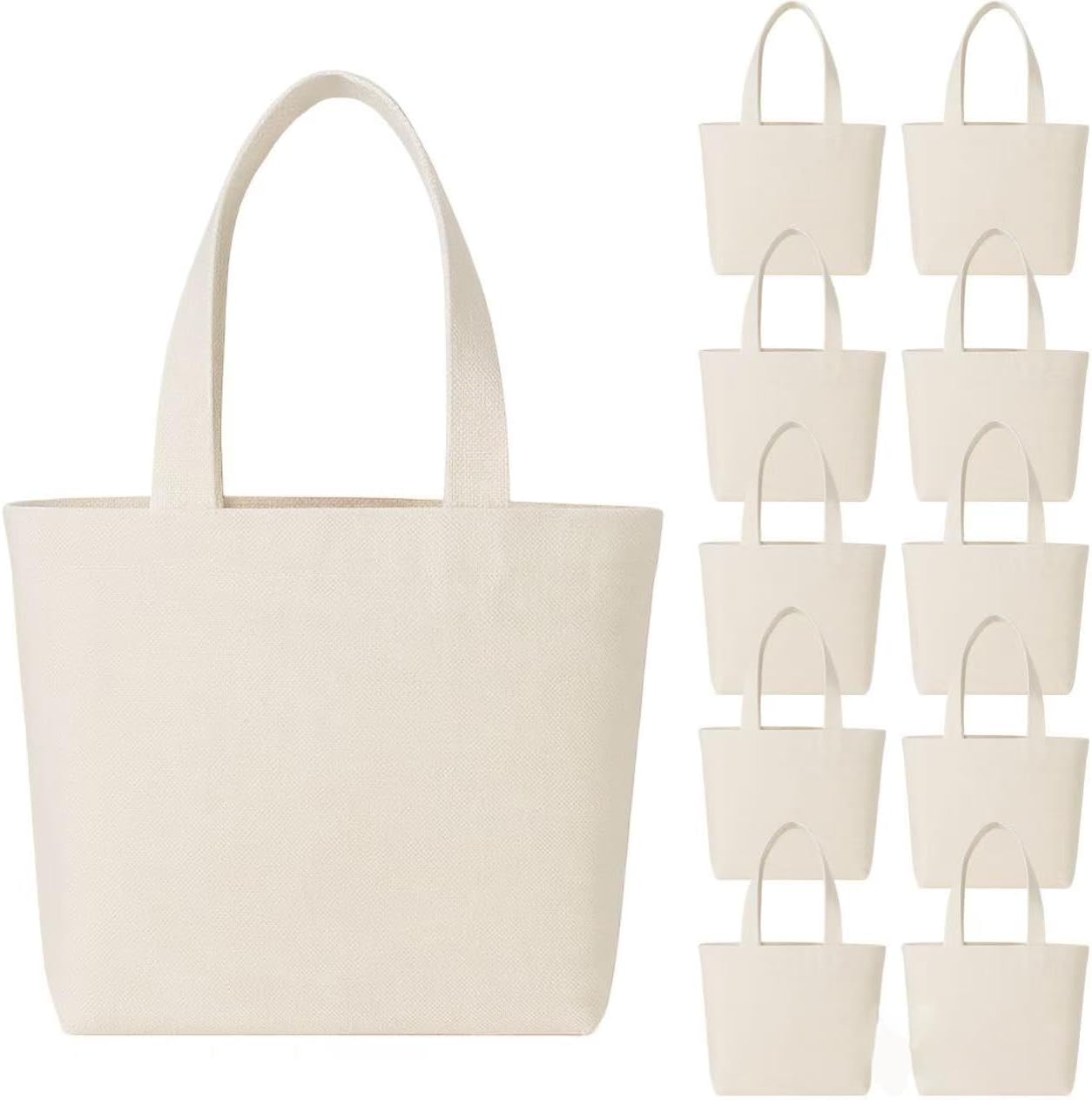 Blank Small Canvas Tote Bags, DIY Craft for Heat Transfer, Screen Printing, Painting, Personalized Custom Bag