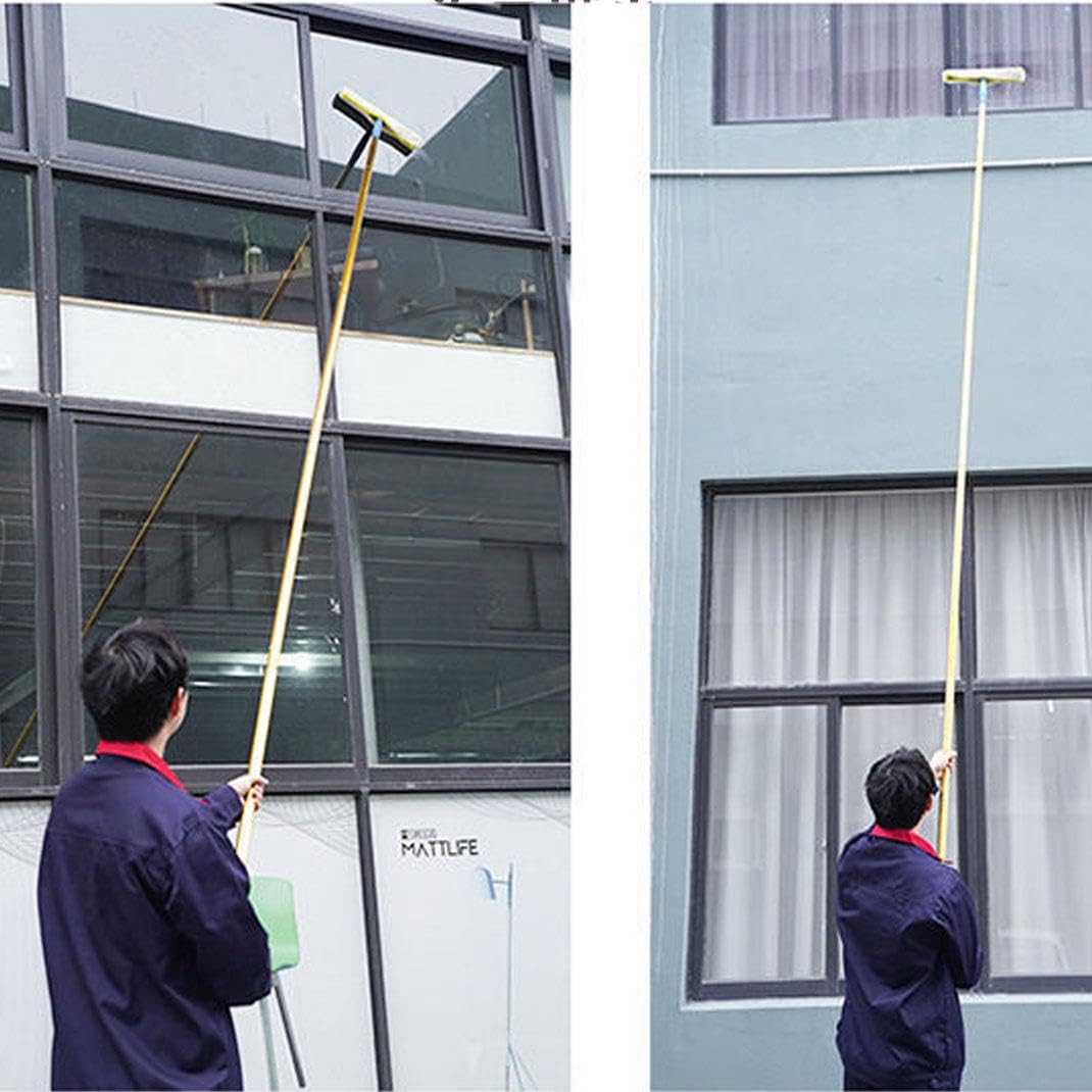 Cepillo Telescópico 2.4-12m para Limpieza de Ventanas, Cabezales de Puerta y Pared Exterior, Herramienta de Limpieza de Alto Rango, Raspador de Vidrio, 6M