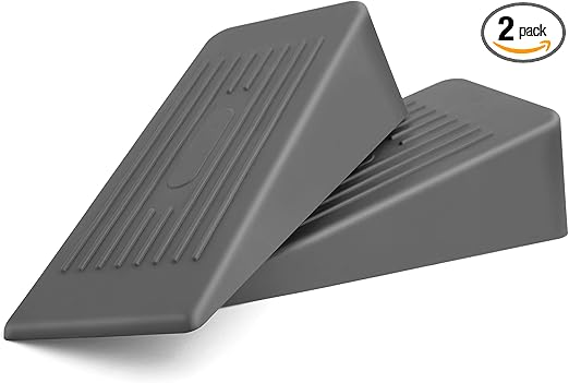 Big Door Stoppers for Bottom of Door 2 Pack, 1.9” Anti-Skid Rubber Door Stop Wedge, Gray Door Stops Suitable for All Types of Surfaces, Heavy Duty Door Stopper, Portable Floor Door Stopper