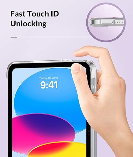 Miniatura 3 de MoKo Funda para iPad de 10 generación 2022, iPad 10.9 con cubierta trasera de TPU suave translúcido esmerilado, funda protectora delgada con función