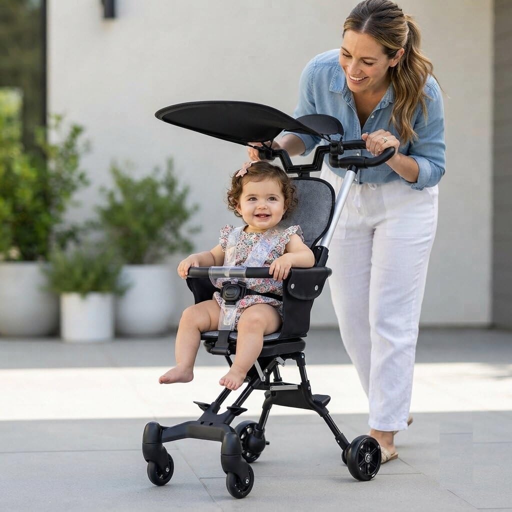 Zorzel Lightweight Baby Stroller Travel System with Adjustable Handle and Portable Design, Compact Foldable Pushchair for Airplane Travel and Outings, Suitable for Toddlers and Parents-image-47