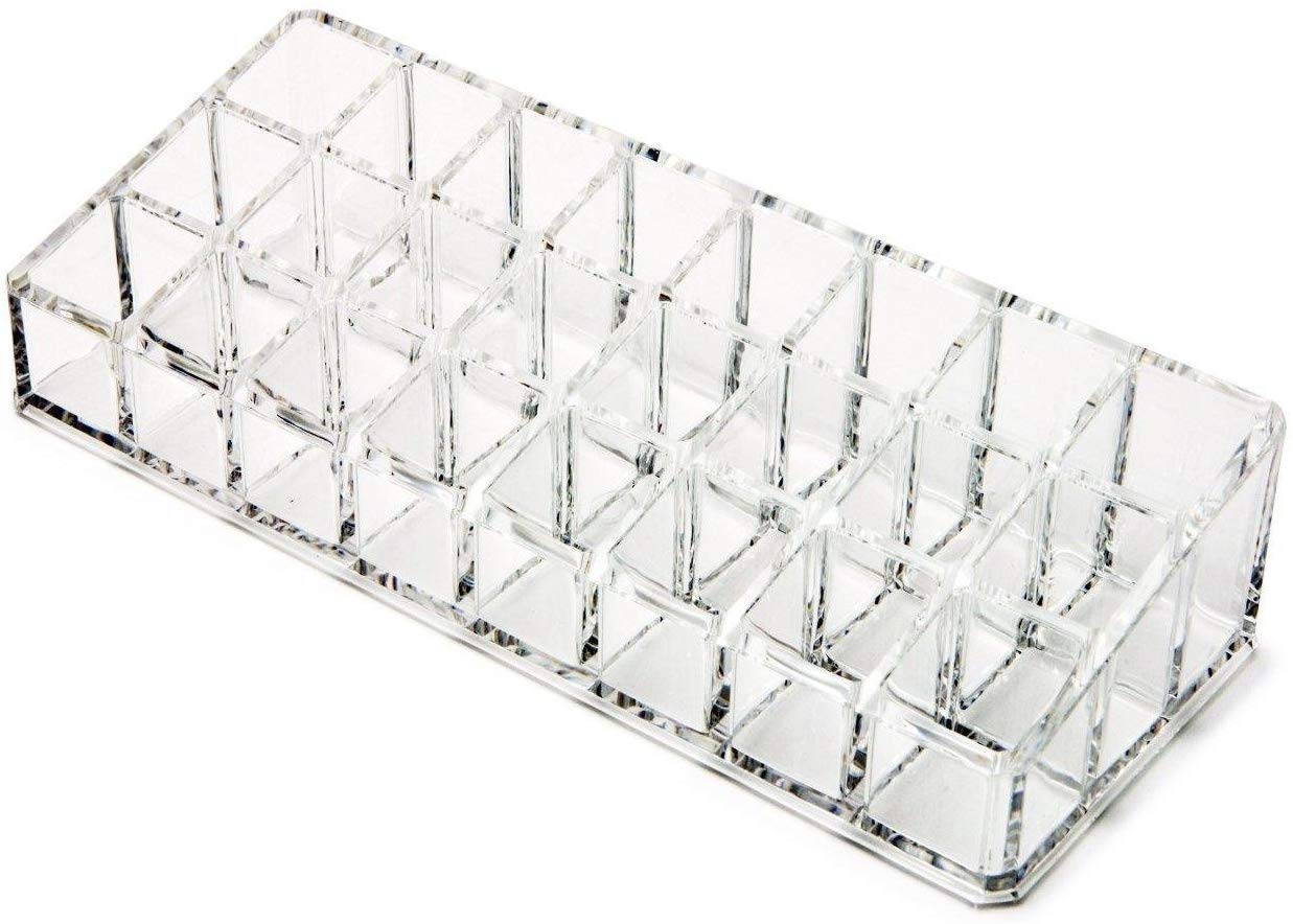 HEMJEX 24 Compartment Clear Acrylic Brush Compacts Eye Shadows Lipsticks Nail Polish Holder (Transparent) 2