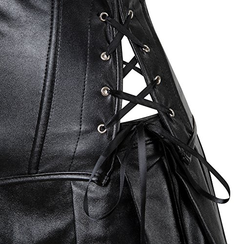 Kranchungel Women's Punk Rock Faux Leather Corset Retro Goth Waist Cincher Basque Bustier 4X-Large Black #TOP6