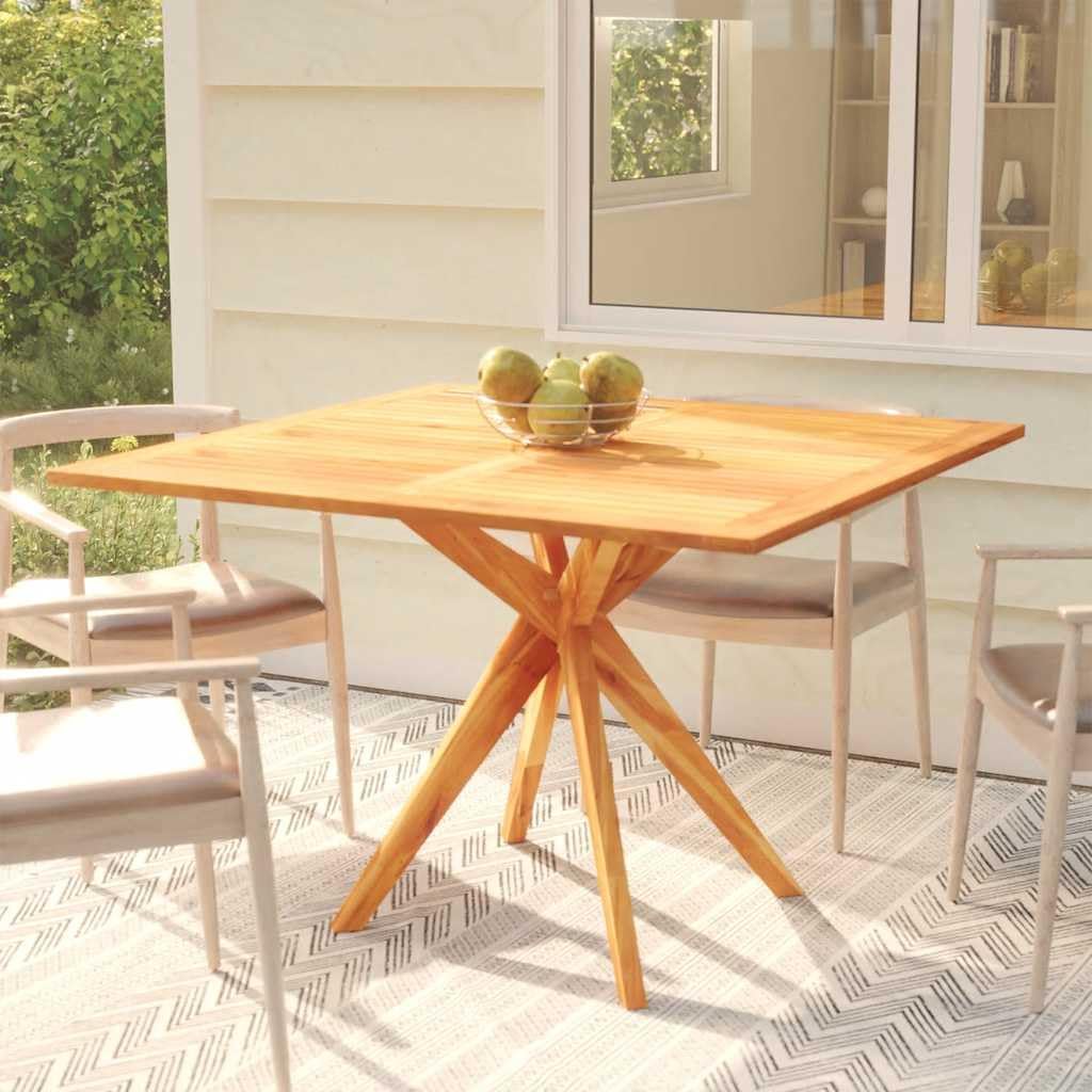 Garden Table Solid Acacia Wood Durable Medium Outdoor Patio Table Small Square 43.3 Inch Bistro Table Outdoor for Terrace Dining and Patio Use