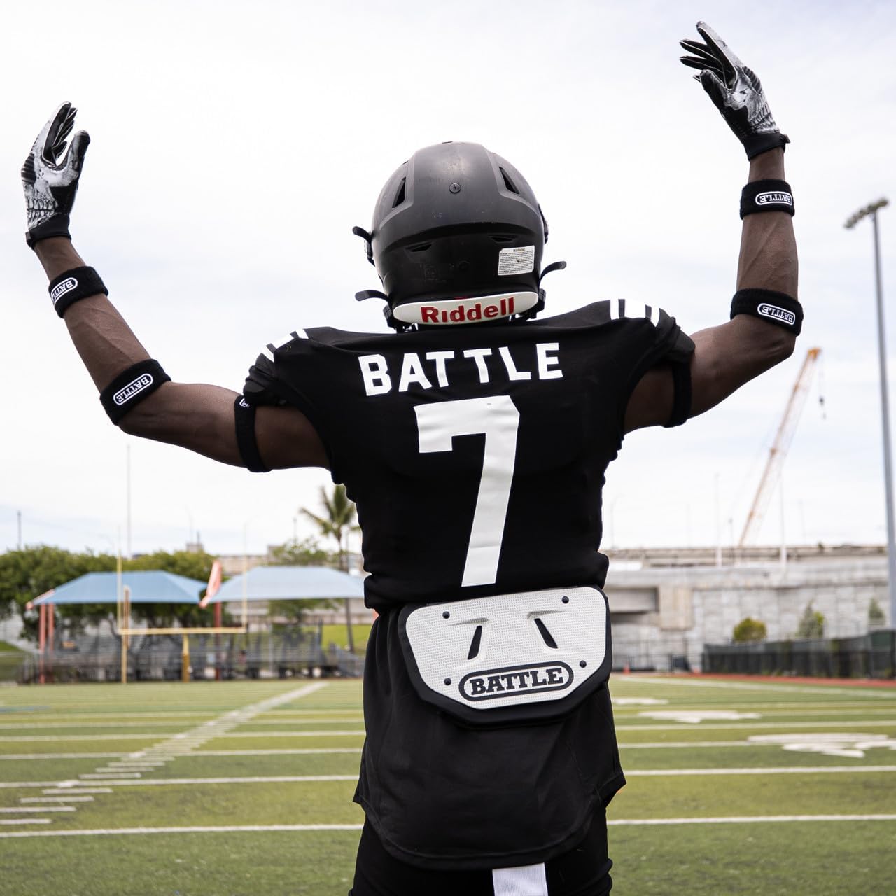 Battle Sports Diamond Football Back Plate – Hard Shell Lower Back Protector with Contoured Foam for High-Impact Protection for Youth, Kids and Adults