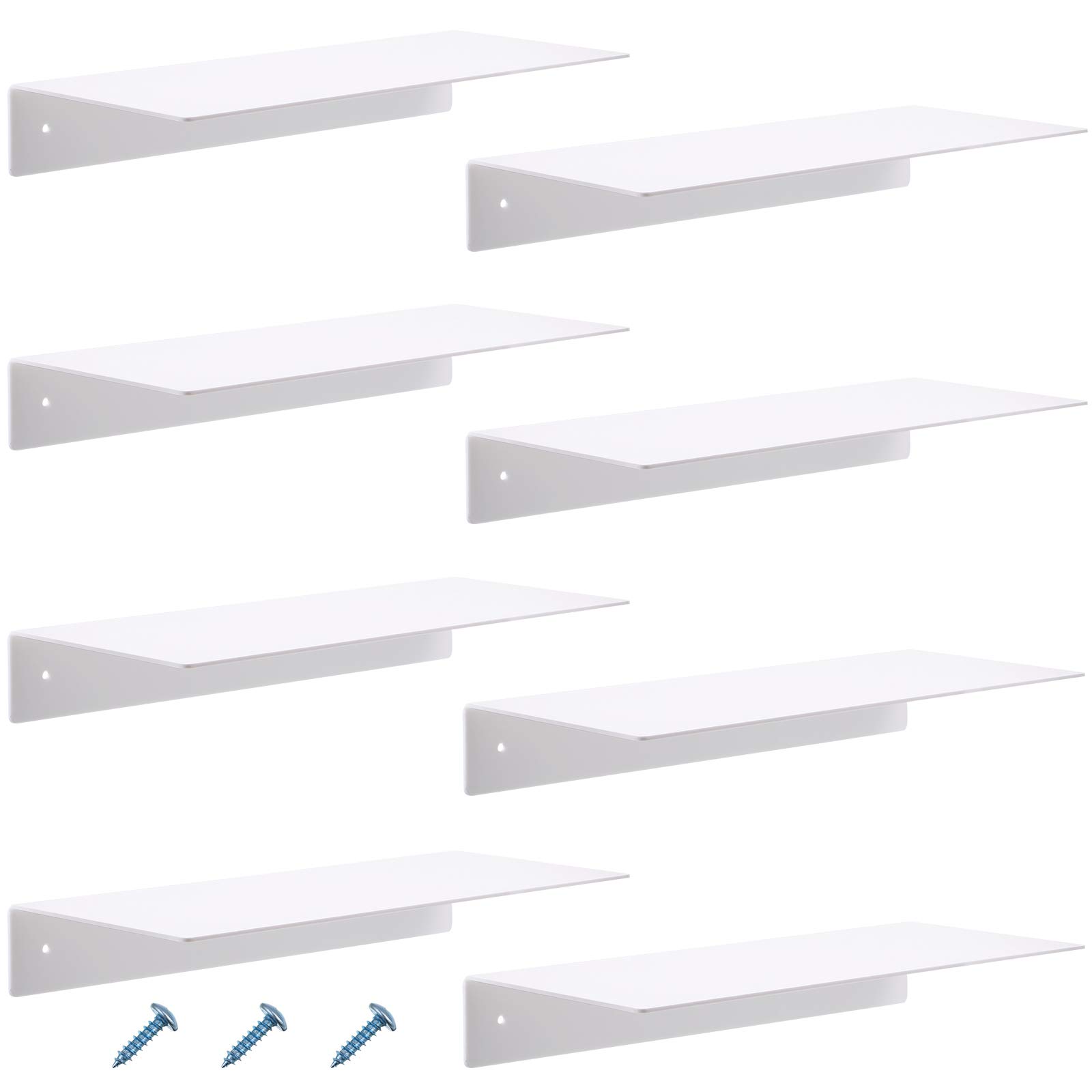 Blulu 8 Pcs Acrylic Floating Shelf, Invisible Wall Mounted Shelf for Book Plants Picture Makeup Record Display in Living Room, Bathroom, Bedroom,