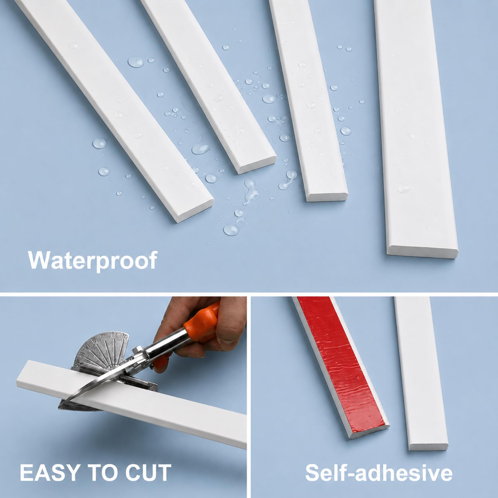 Modanatura Adesiva per Pareti PVC Flessibile Modanature per Pareti per Porte, Finestre, Specchi Flessibili, Pareti, Soffitti, Pavimenti, Armadi, Bianco W 6cm, L 6m