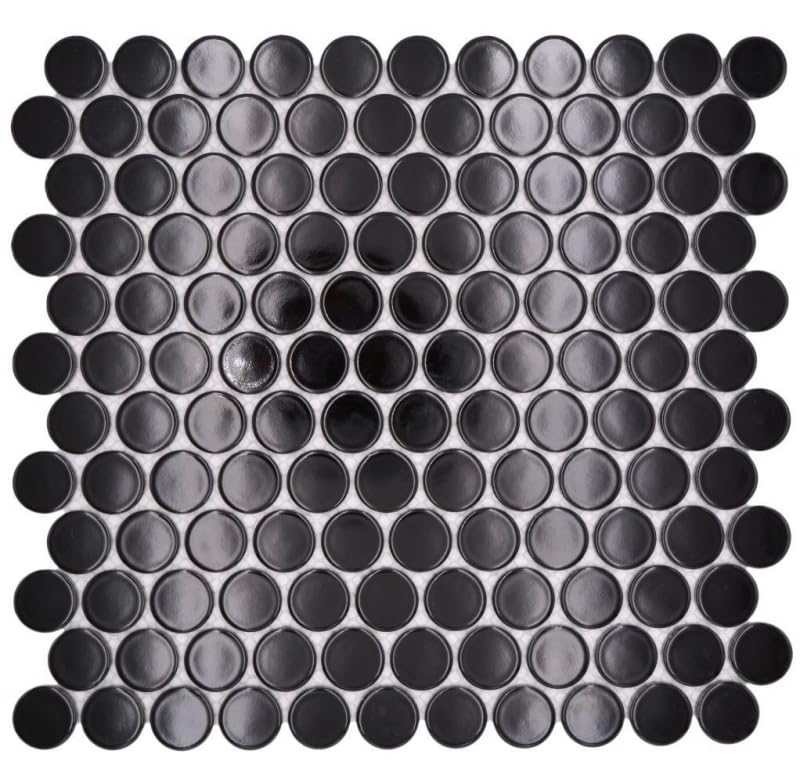 MOS10-0300GR_f - Mosaico de cerámica para pared de cocina, color negro brillante