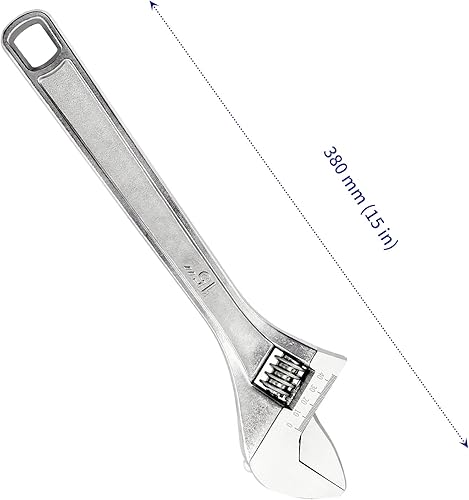 Miniatura 2 de SOUJAP Paquete de 2 llaves ajustables, 15 pulgadas, profesional, resistente, ajustable, cromada, con mandíbula ancha para mantenimiento, color
