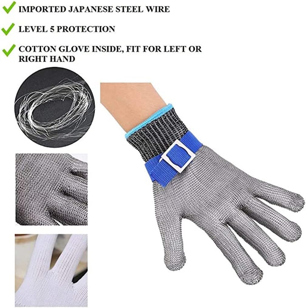 Cut Resistant Glove 316 Stainless Steel Cut Resistant Gloves, Food Grade Non-Slip Safety Work Gloves, Comfortable and Breathable (Size : 1pcs/XXXL)