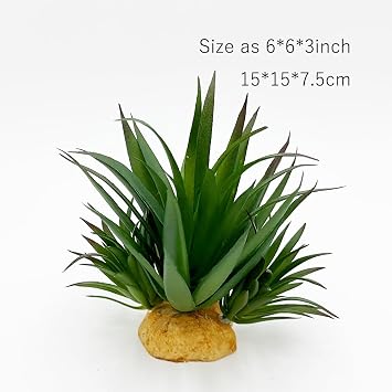 Reptile Artificial Plants Succulent Terrarium Decor Desert Rain Forests Plant Lizard Bearded Dragon Chameleon Gecko Snake Amphibian Habitat Hideout Tank Accessories (Agave-Set)
