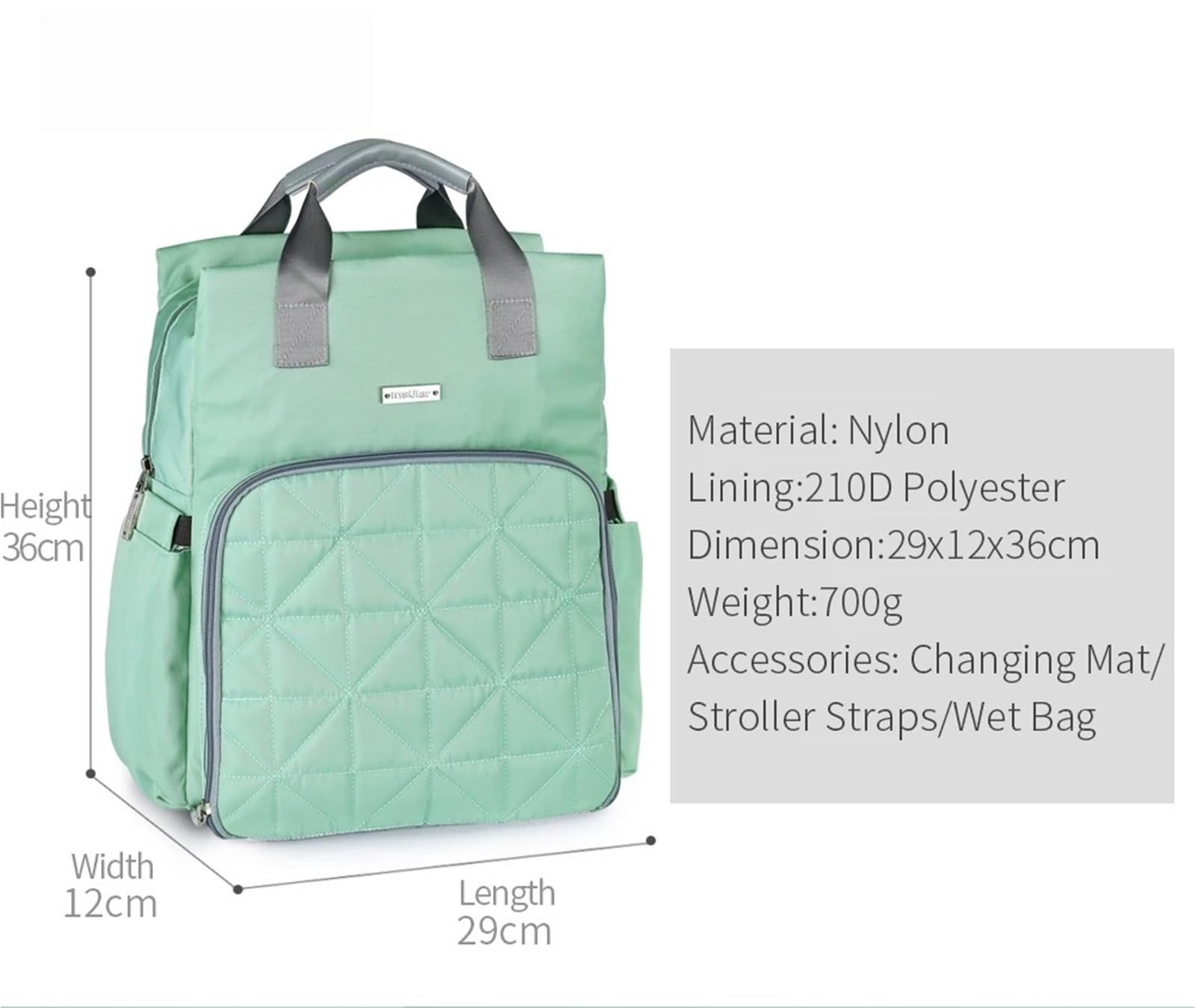 Zaino fasciatoio, elegante borsa da viaggio multifunzionale impermeabile for pannolini con, tracolla for passeggino, for vestiti bagnati, pratico regalo for neonati(Gray)