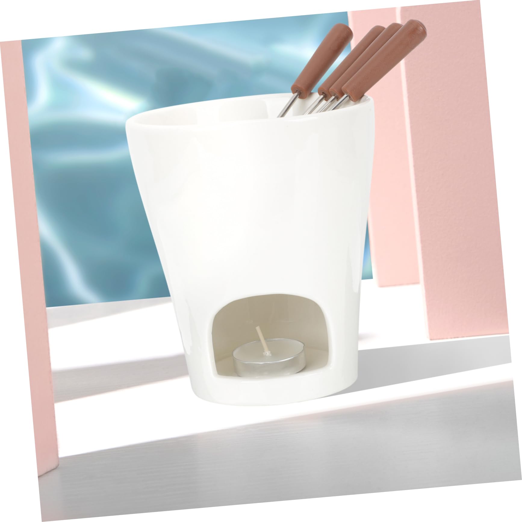 FUNOMOCYA Choc. Melting Furnace Ceramic Cheese Fondue Pot Butter Warmer Wax Warmer Multifunctional Pot for Cooking