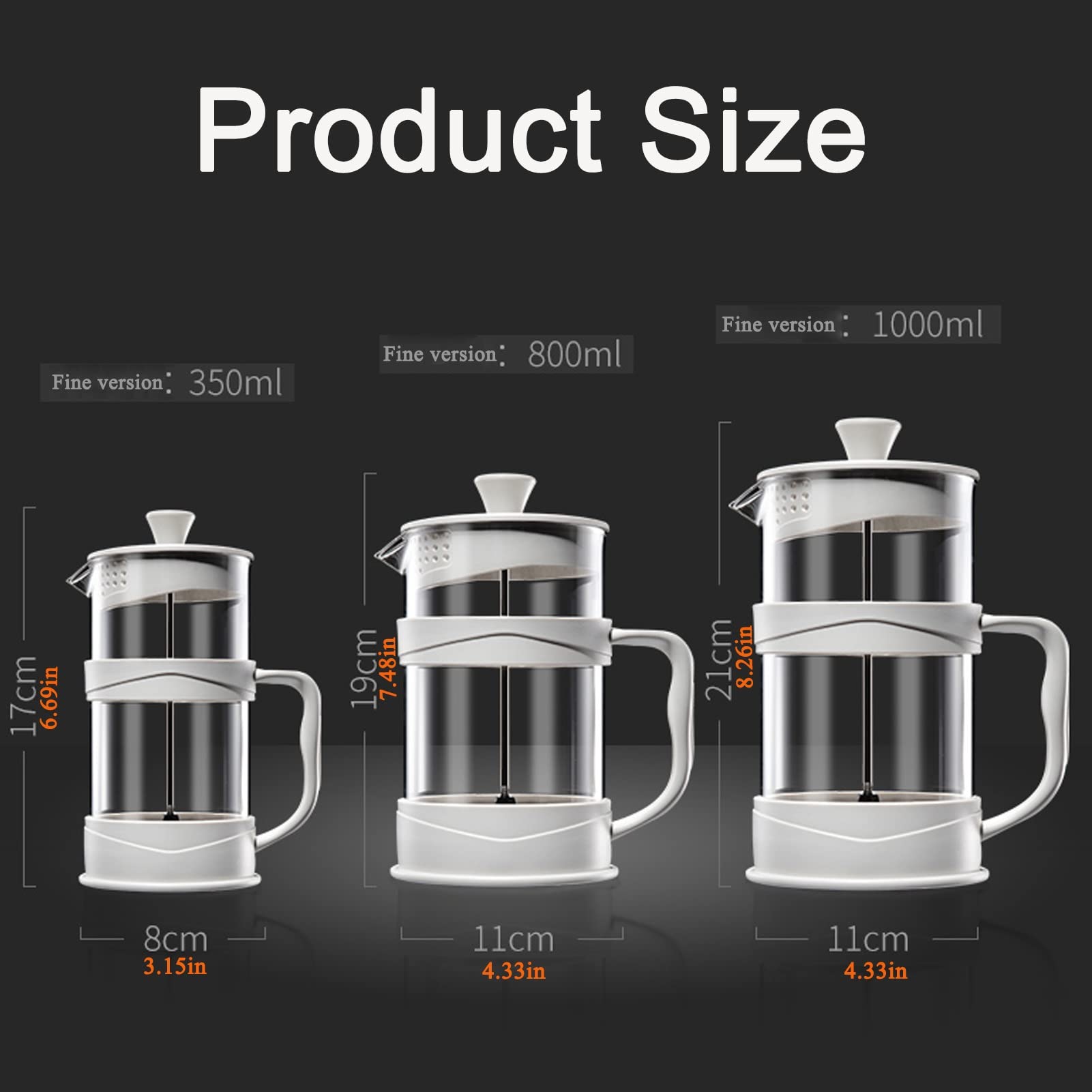 Cafetera Émbolo, Cafetera De Piston De Vidrio De Borosilicato Espesado Resistente Al Calor Con Sistema Filtración De 3 Niveles, Recipiente Extraíble Para Una Fácil Limpieza, Apta Para Camping, Prensa