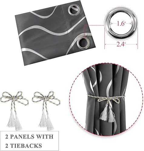 Miniatura 4 de Estelar Textiler - Cortinas opacas con aislamiento térmico para dormitorio, cortinas superiores con ojales de 84 pulgadas de largo, paneles de