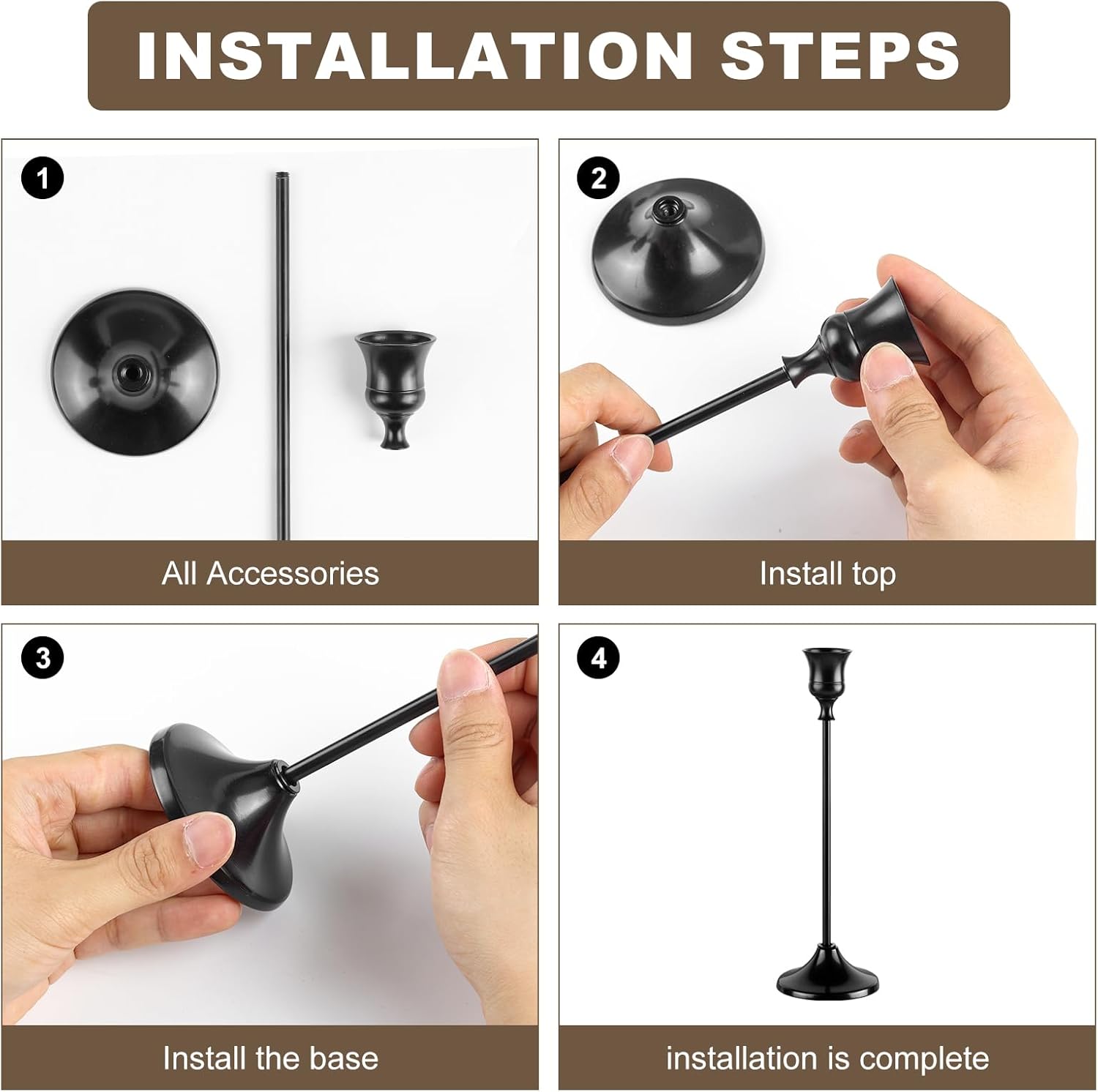 Candlestick Holders, 6PCS Metal Taper Candle Holder, Black Candle Holders for Candlesticks, Candle Holder for Wedding Fireplace Mantel Housewarming Gift - Image 5