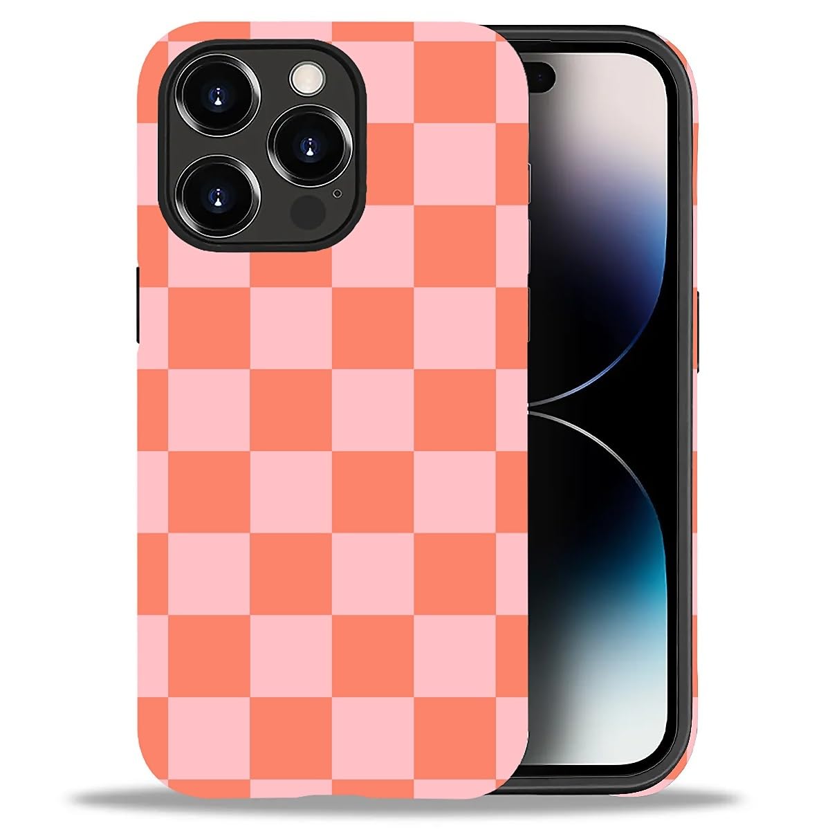 DAIZAG Compatible with iPhone 14 Pro Max Case,Watermelon Red Checkerboard 2 in 1 Heavy Duty Shockproof Rugged Hard PC+Soft Silicone Protective Cover