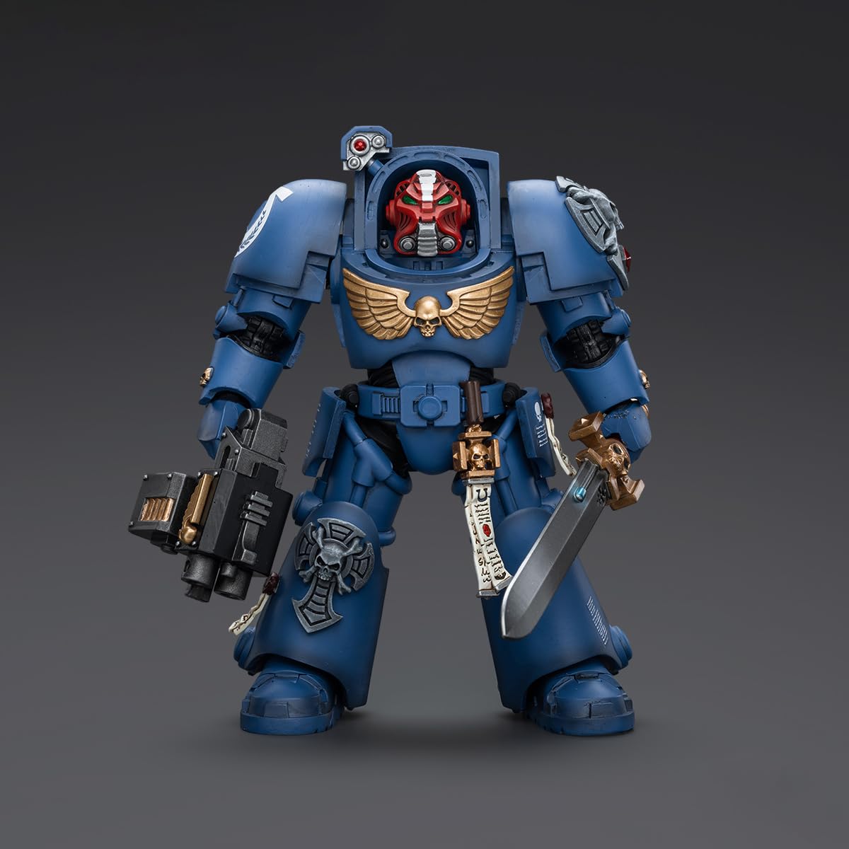 JOYTOY Warhammer 40.000 Action Figure 1/18 - Ultramarines Terminator Sergente Con Spada Potere E Teletrasporto Homer, 14,2 Cm, Collezionabile, Licenza Ufficiale - 4