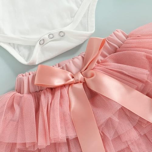 Cute Half First Birthday Outfit Baby Girl Summer Outfit Skirt Sets 2Pcs Princess Romper Dress Top And Tulle Tutu Skirts (A One Pink, 12-18 Months) #TOP5