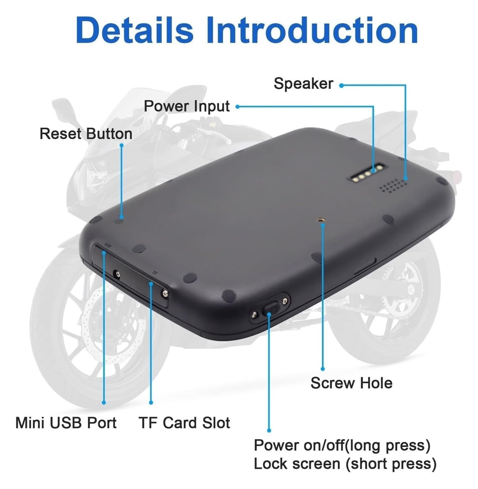 Support De Navigation Moto Écran De Navigation GPS Portable Étanche De 5 Pouces pour Moto Coque De Navigation sans Fil pour Moto