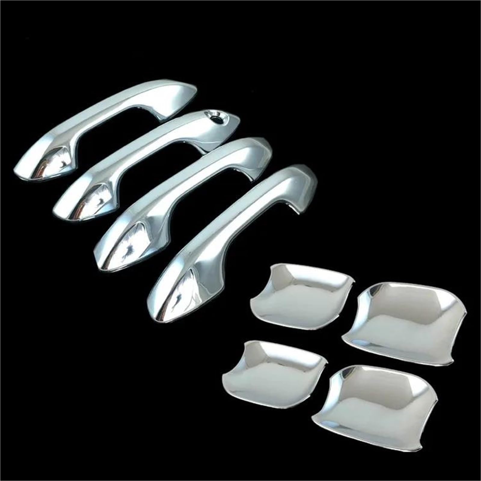 JTWMTY Chrome Carbon Fiber Car Door Handle Cover Trim Sticker Overlays for Kia for Rio 4 X-line 2017 2018 2019 2020(Chrome Handle Bowl)