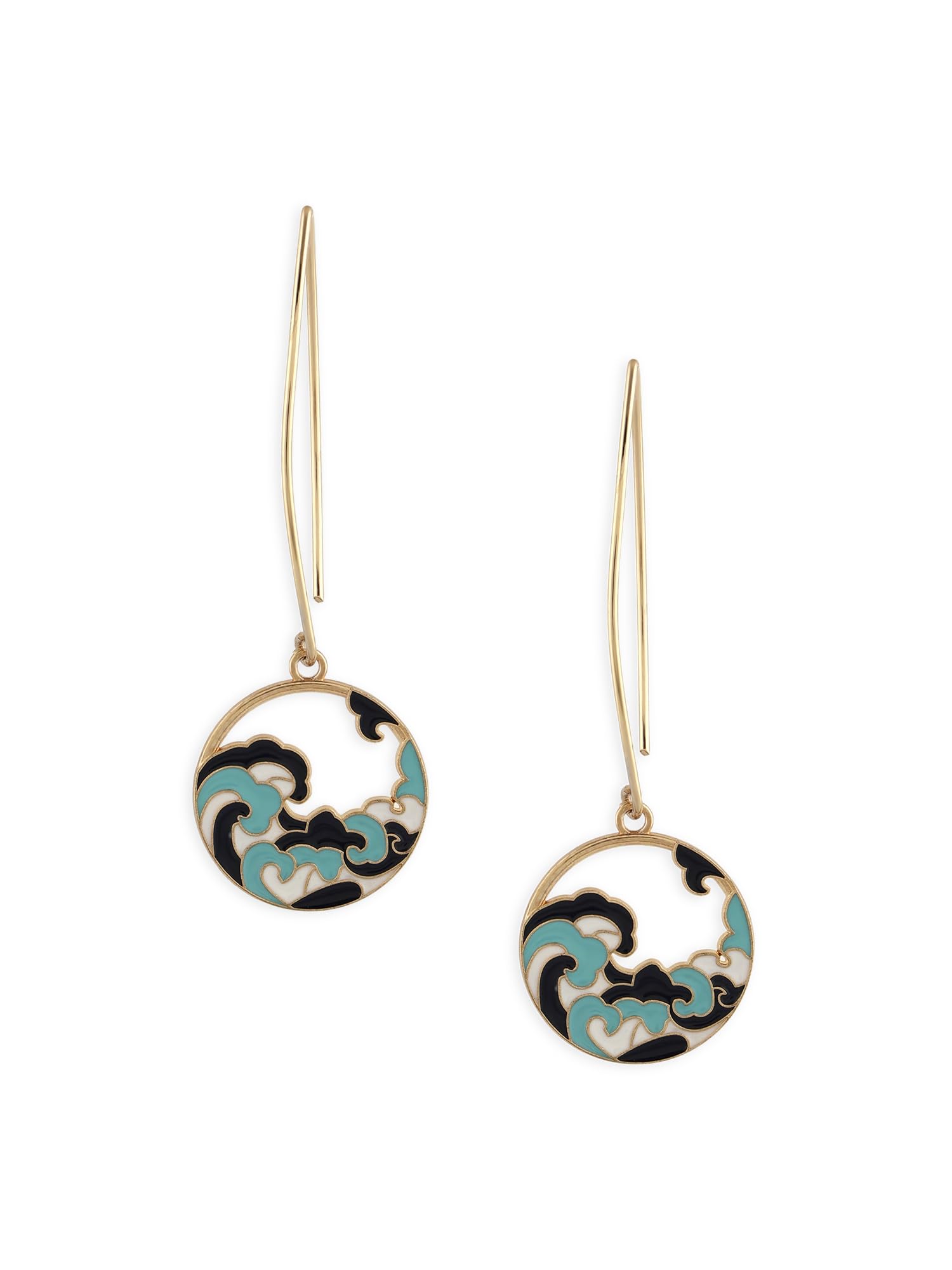 Zaveri Pearls Blue Enamelled Sea Wave Contemporary Drop Earring For Women-ZPFK16799 (B0CLD5T2KZ) Amazon Price History, Amazon Price Tracker