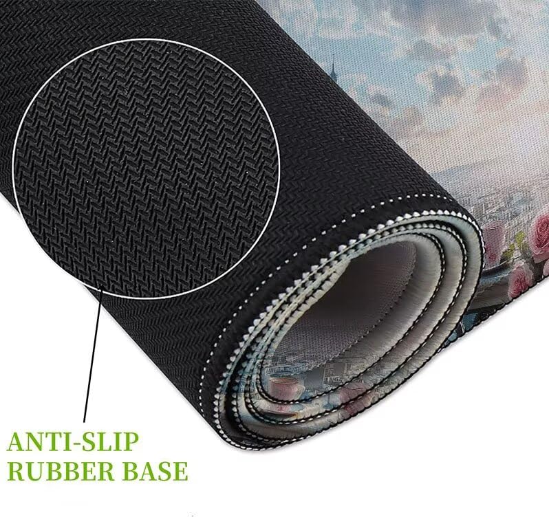 Tapis de souris XXL grand format avec finitions soignées pour setup PC rose