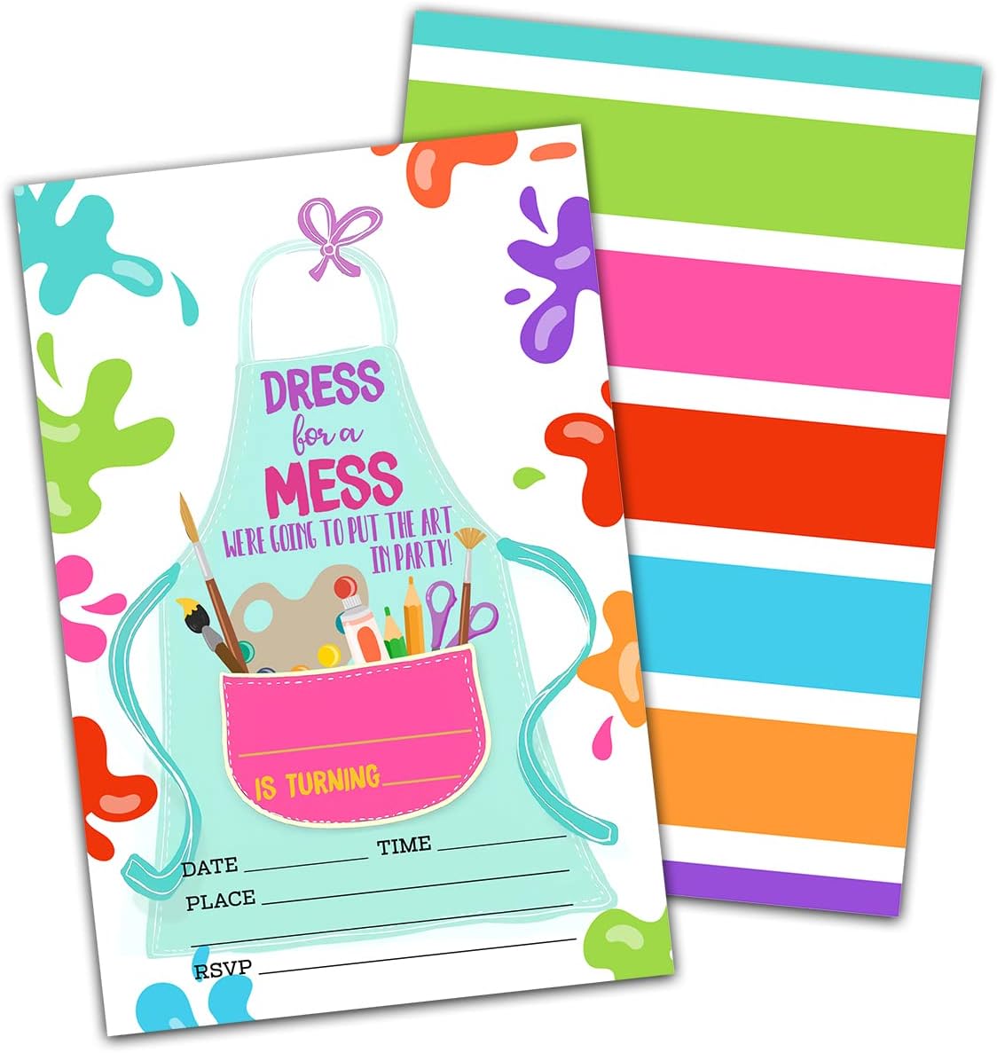 FujLoy Paint Art Birthday Party Invitation, Art Party