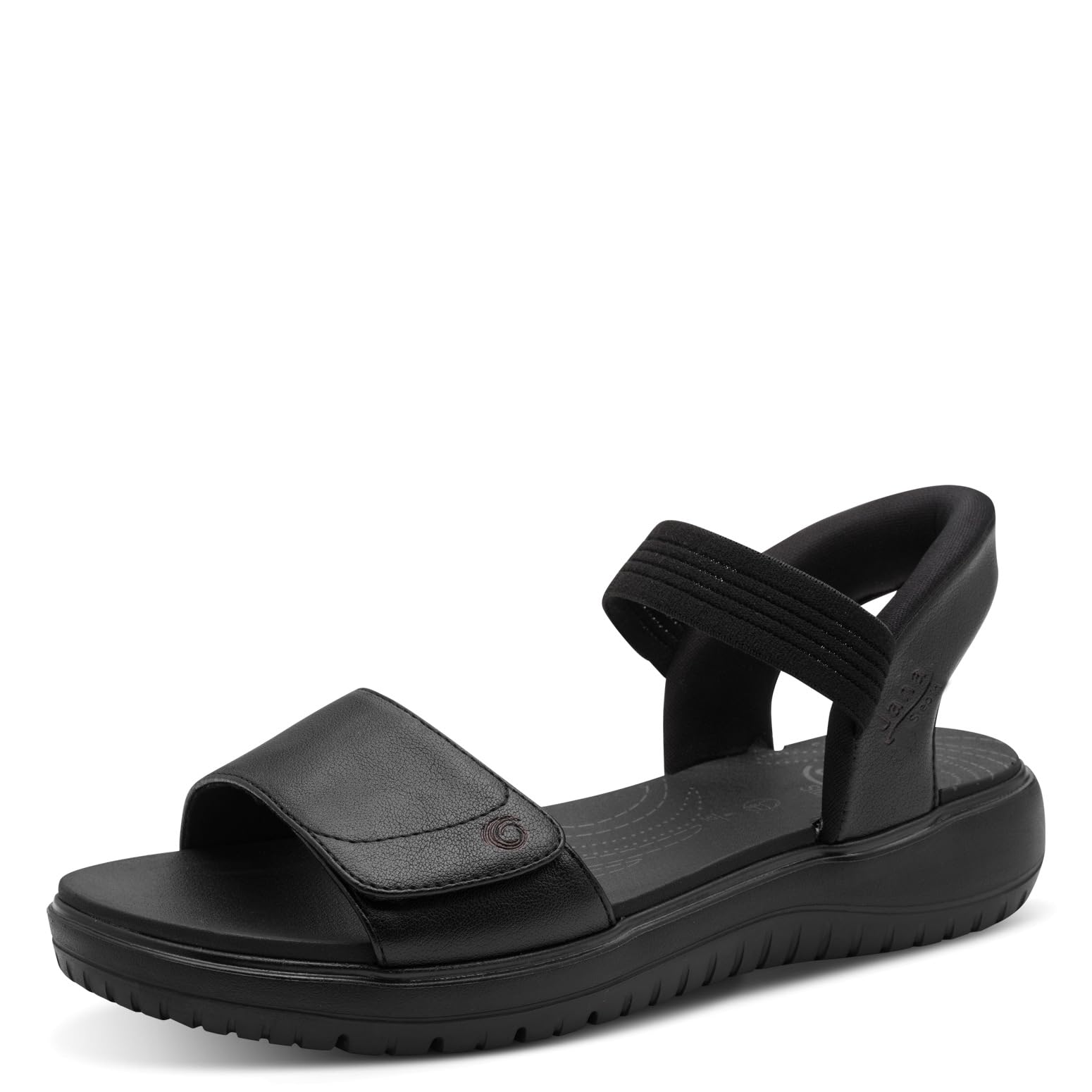 Jana Women's Wedge/Plat Sand MultiAdj+Vegan Wedge Sandals, Black, 41 EU