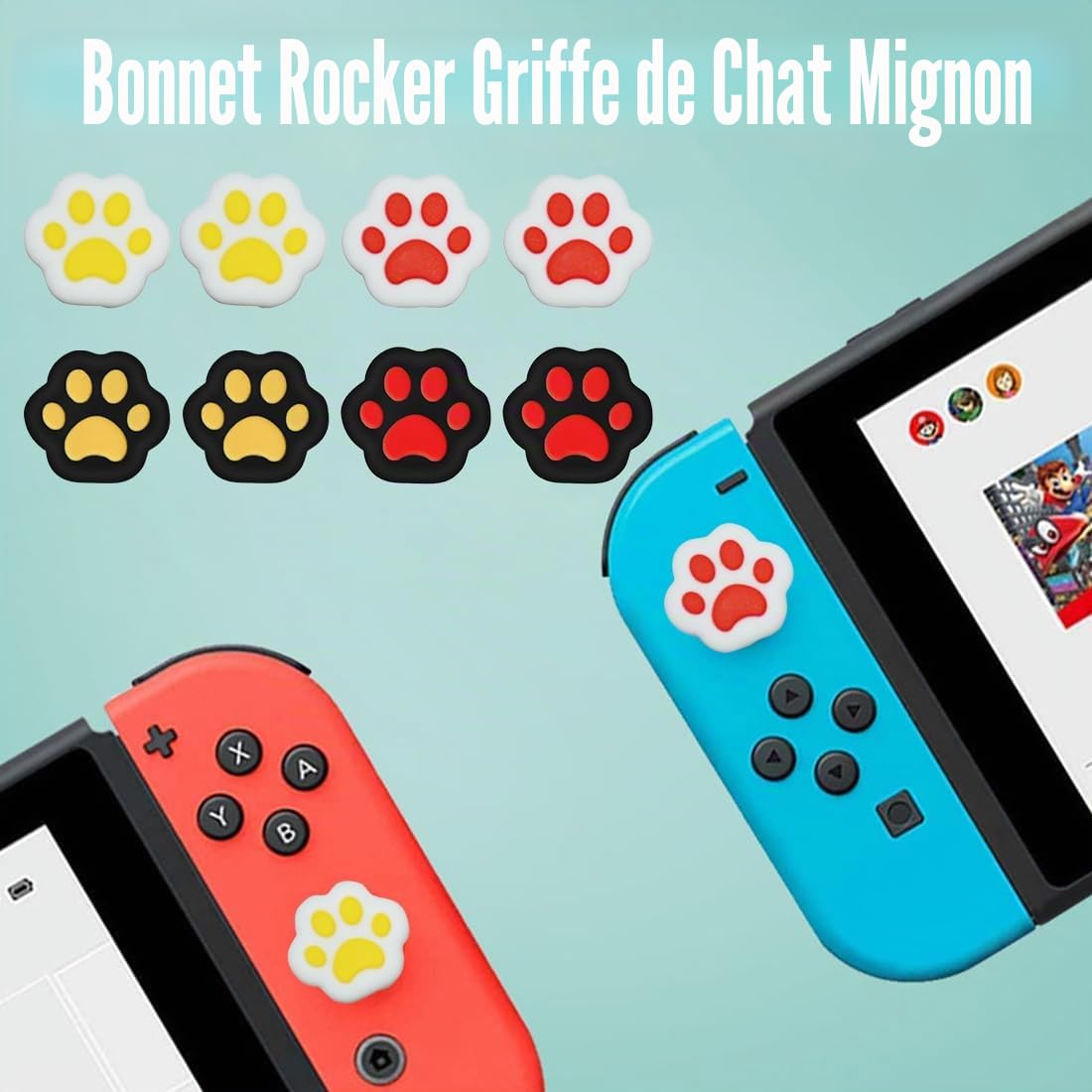 8 Pièce Morceaux Capuchon de Joystick, Griffe de Chat Contrôleur Analogique en Silicone, Griffe de Chat Capuchon de Joystick, Housse de Joystick en Silicone Souple, Pour Manette de Jeu Ps4 Xbox Switch
