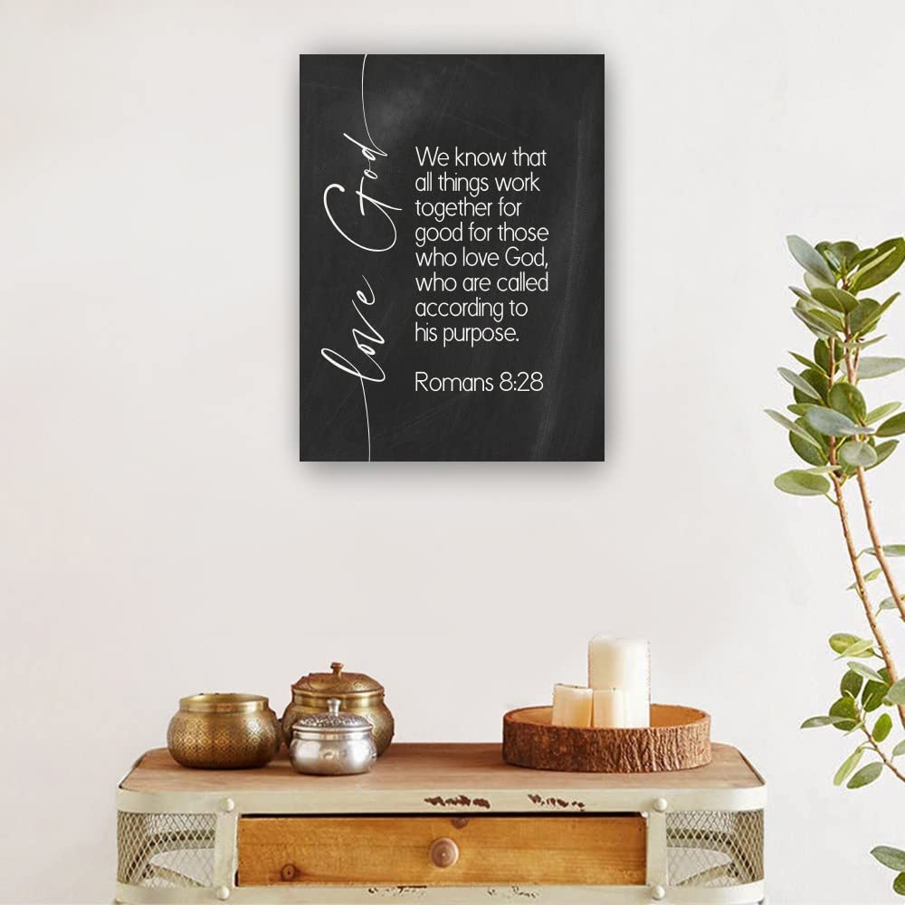 Romani 8:28 Arte della Scrittura, Decorazione Cristiana per la Casa con Cornice