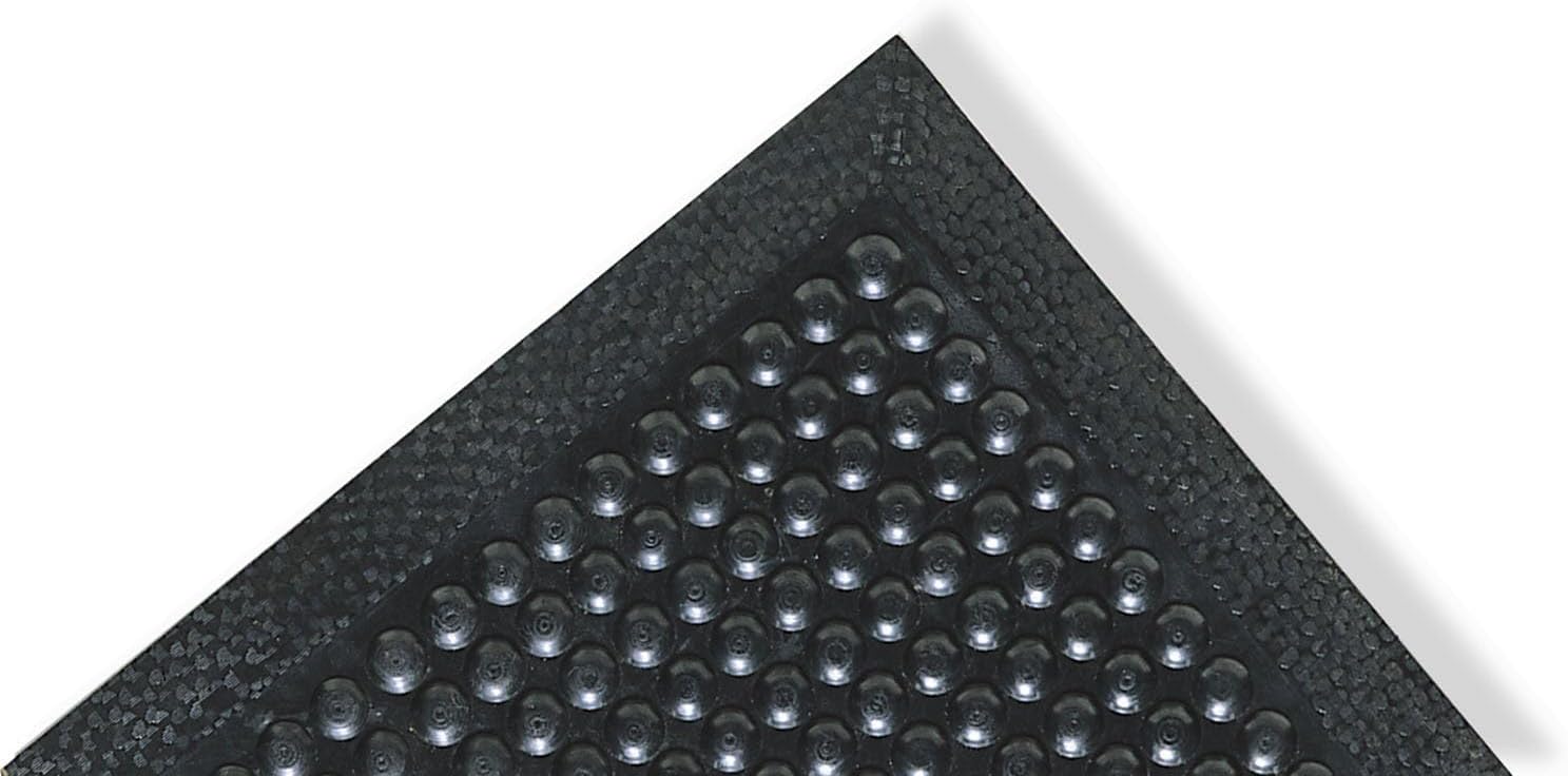 NoTrax Comfort-Eze™ Solid Top Rubber Anti Fatigue Mat for Manufacturing Assembly Lines, 2.5' x 5' x 3/8" Industrial Floor Mats, Anti Slip, Beveled Edges, Black, 447S3060BL