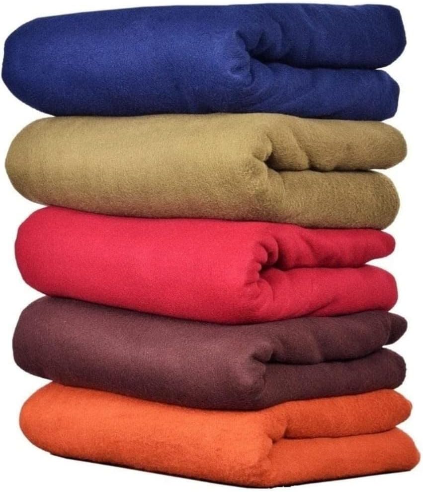 Sky TexSet of 5 Non Woven Warm Woolen Single Bed Blankets (Useful for Mild Winters, Donation Purpose or Can Be Used as Bed Sheet Too)