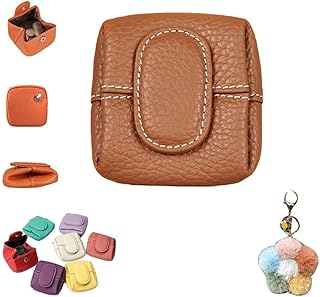 Mini LycheePattern Coin Purse, Mini Ladies' Coin Purse, Top Grain Leather Small Women’s Wallet, Casual Change Pouch (Milk Tea)