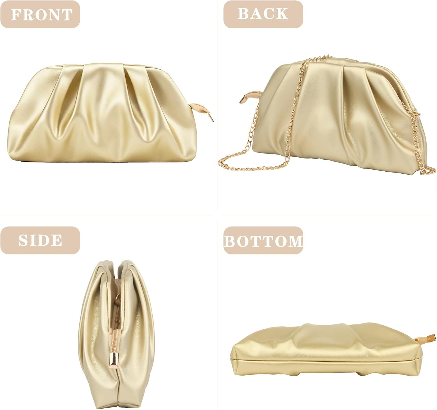 Clutch Purses For Women Soft PU Leather Evening Bag Women's Evening Handbags for Wedding Guest Cocktail Party