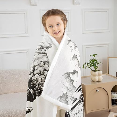 Miniatura 4 de Erosebridal Manta de felpa de tren de 40 x 50 pulgadas, manta de tren de motor de vapor para niños, niñas, adolescentes, retro, vintage, trenes