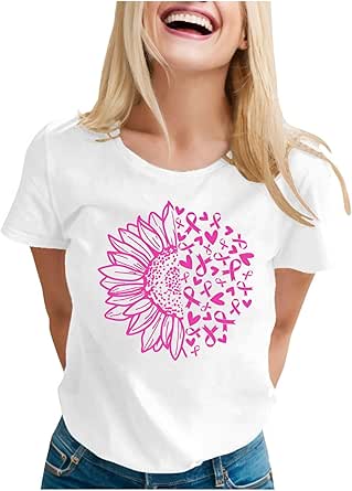 Tee Shirt Octobre Roses Pour Femme Cancer Du Sein Cœur Rose