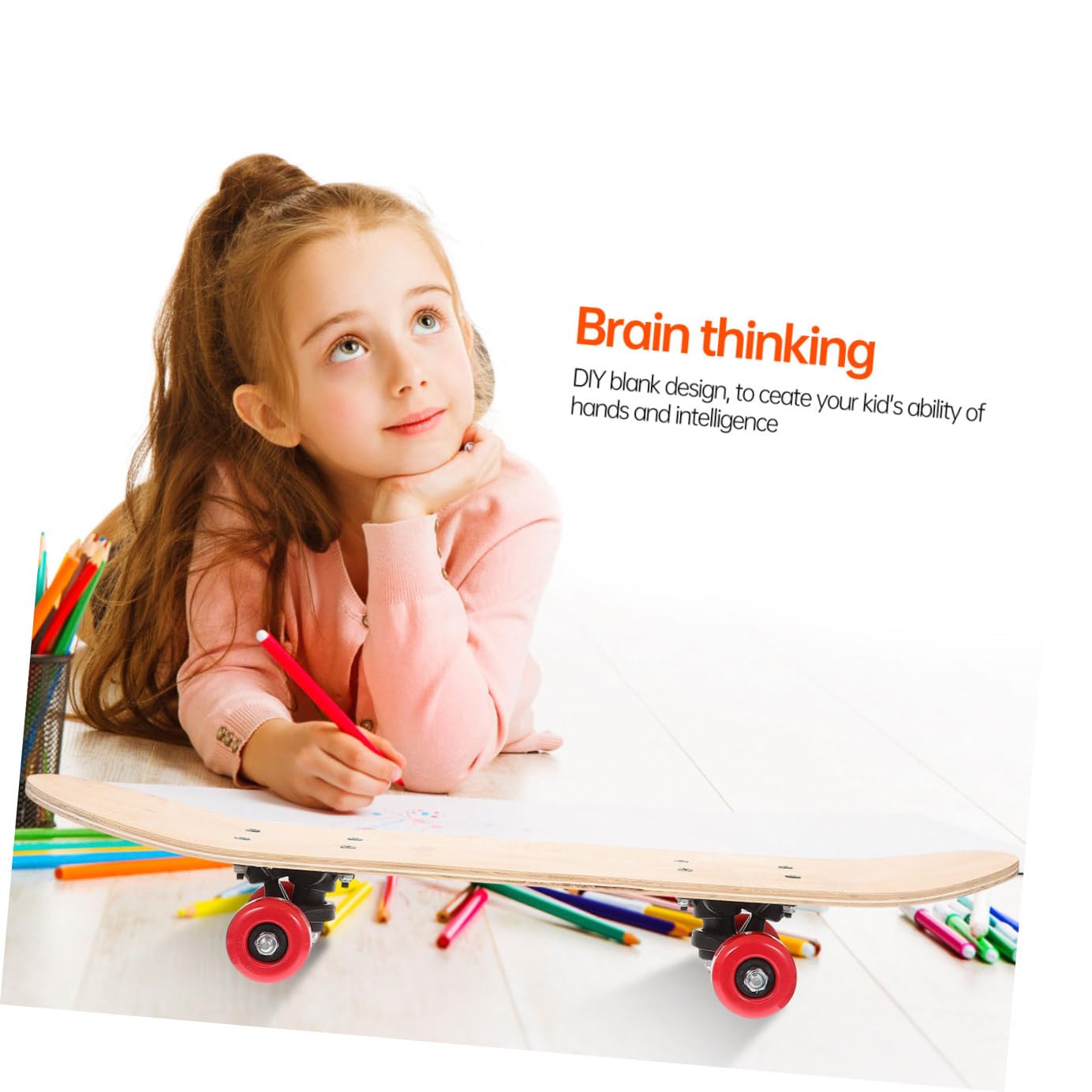 ifundom Planche de Skate Vierge en Bois Double Kick, Skateboard DIY Graffiti Peint la Main, Légère et Résistante, Planche à Personnaliser pour Garçon et Filles et Adolescents, Usage