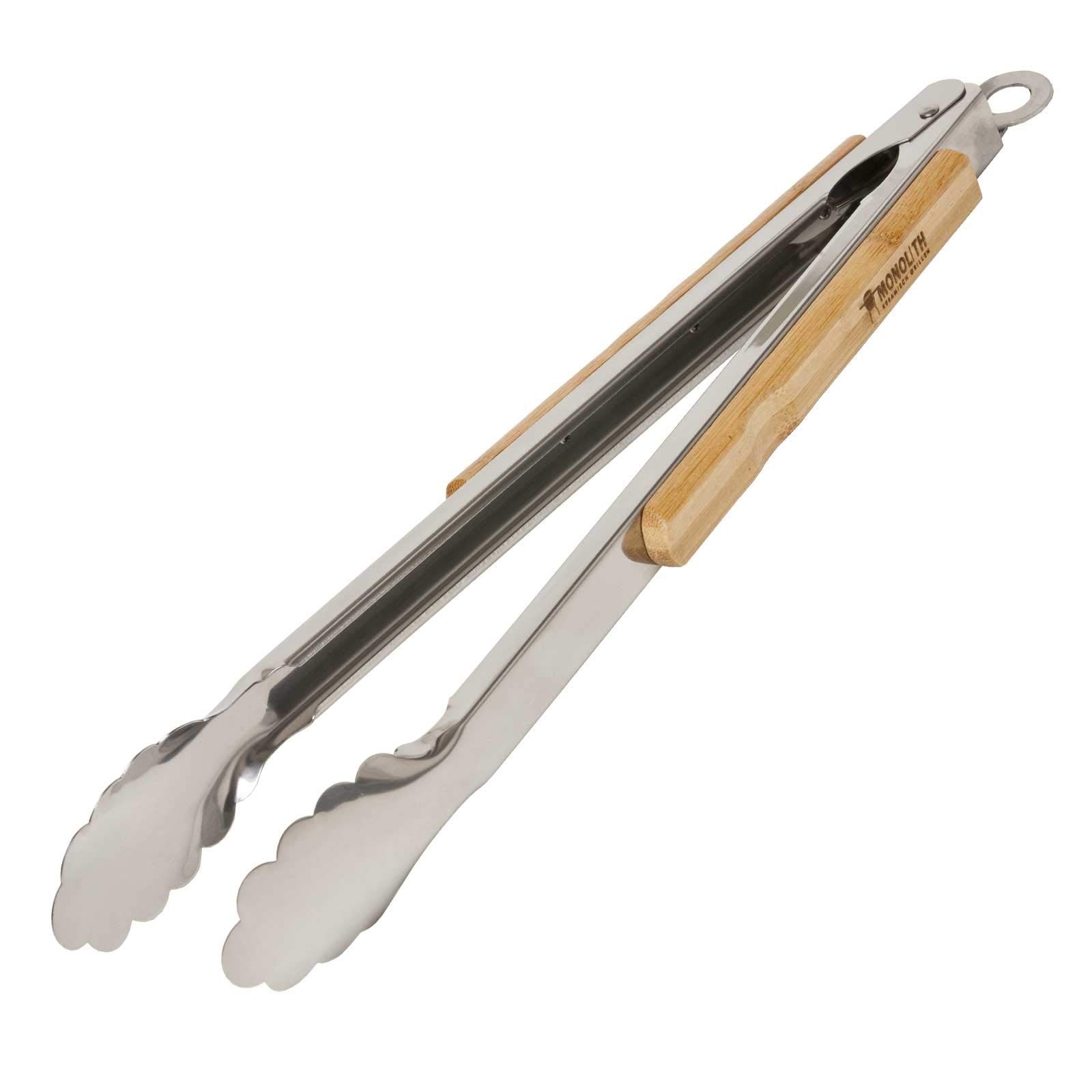 Monolith Steel/Bamboo Barbecue Tongs