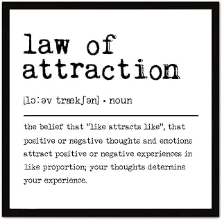 Wall Decor with Quotes The Definition of Law of Attraction Wood Frame Rustic Hanging Sign for Farmhouse Home Living Bathroom Kictchen 7x7 Inch